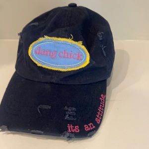 🔥3 for $20 Women’s Dang Chick hat.  Navy blue.  Distressed.  Worn once.  EUC
